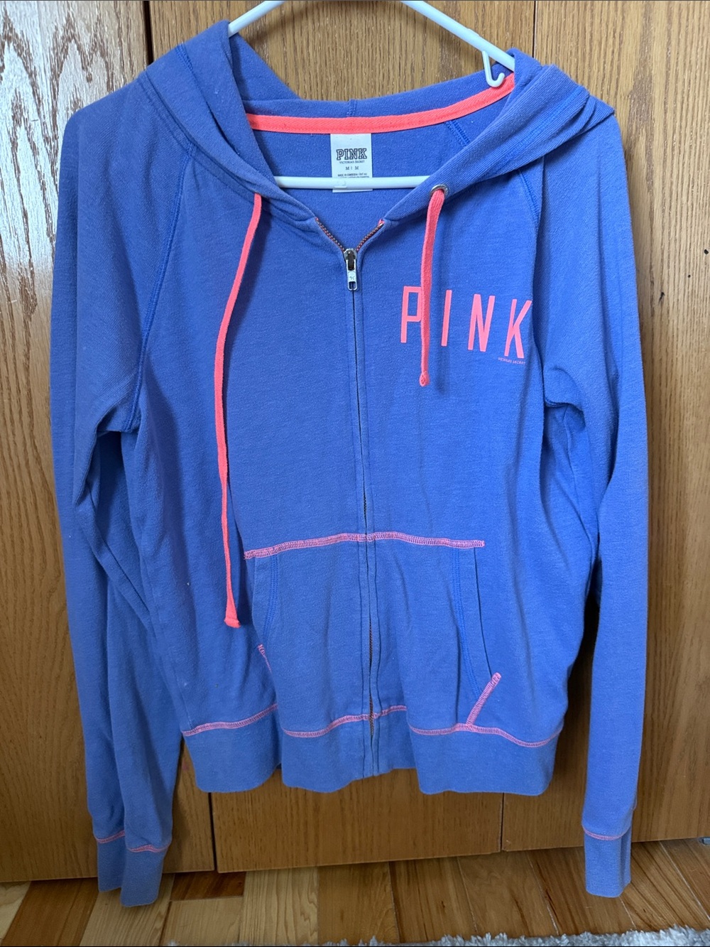 PINK Victoria's Secret Purple Zip-Up Hoodie with Neon Pink Accents